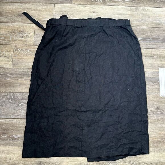 Mango Linen Elegant Black Wrap Skirt Sz 3XL - Picture 2 of 4